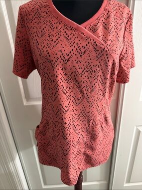 Women’s Coral and Black Scrub Top.
